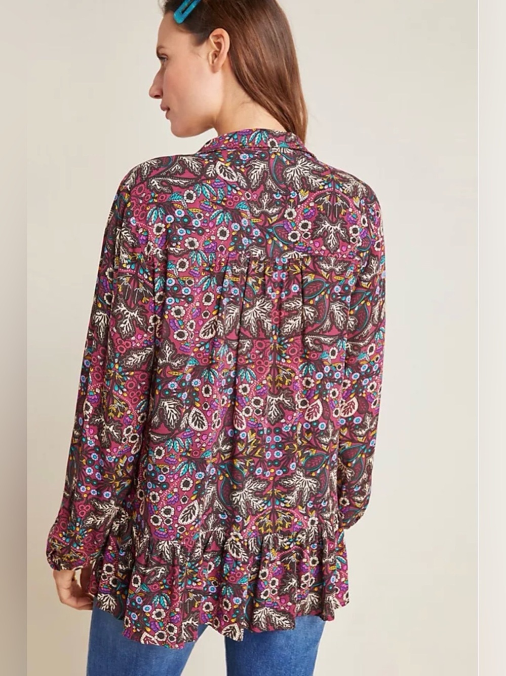 Maeve Anthropologie Floral Peasant Blouse Top Size 12 - Picture 2 of 9